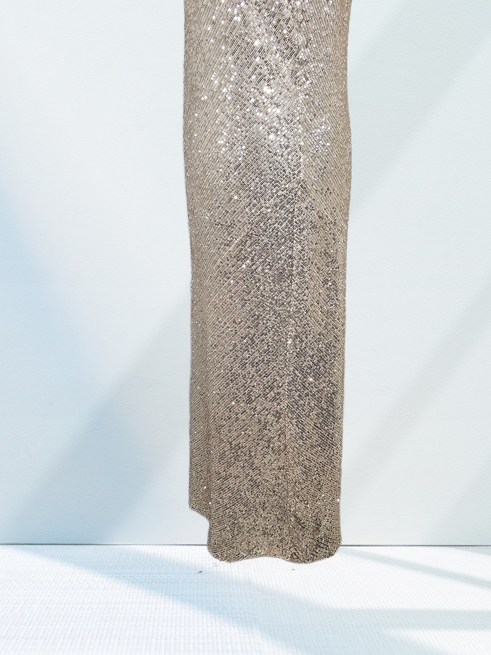 Gold Sequin Scoop Neck Sleeveless Long Gown Dress Formal Party Wedding Prom EUC - Picture 10 of 16